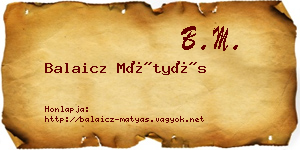 Balaicz Mátyás névjegykártya